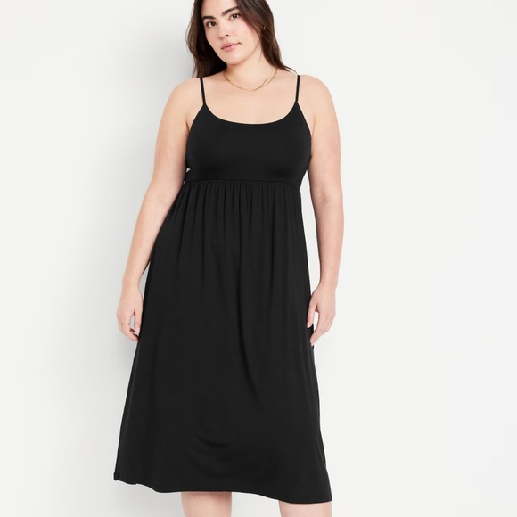 NWT OLD NAVY Fit & Flare Cami Midi Dress Color: Black Jack - Picture 3 of 7